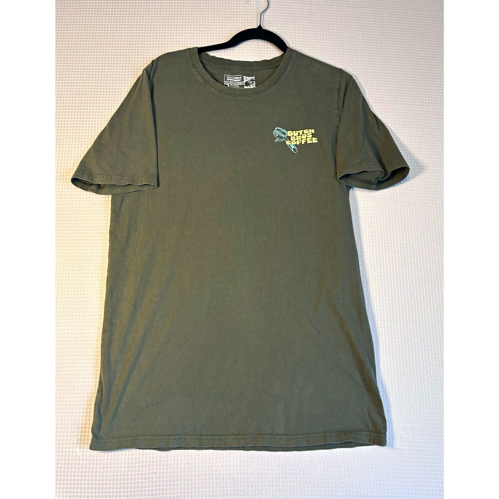Dutch Bros Goober Vibes Green Logo Graphic Print Cotton Crew Tee Unisex M